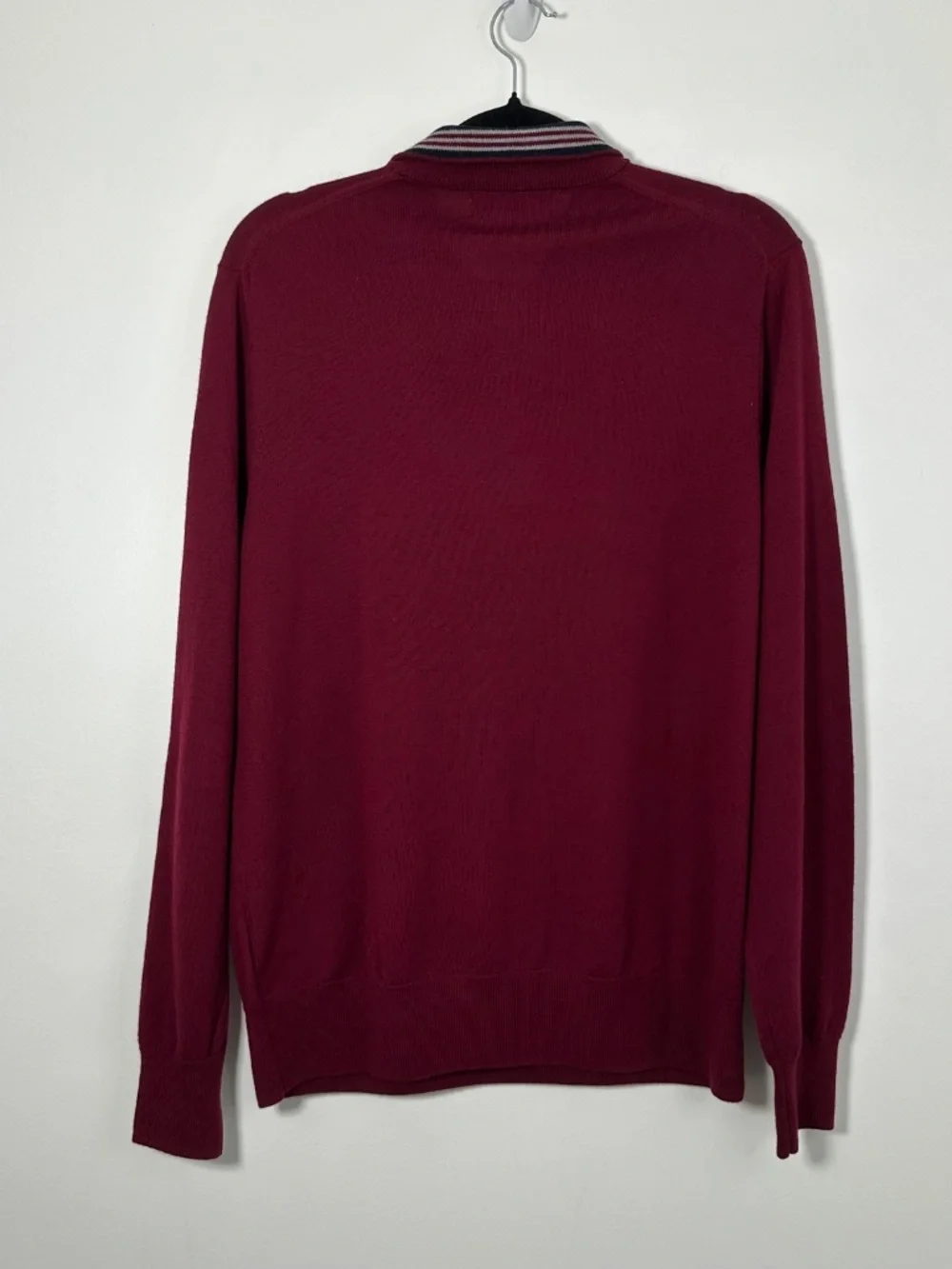 Brooks Brothers Mens Medium Merino Wool Burgundy Quarter Zip Sweater Used